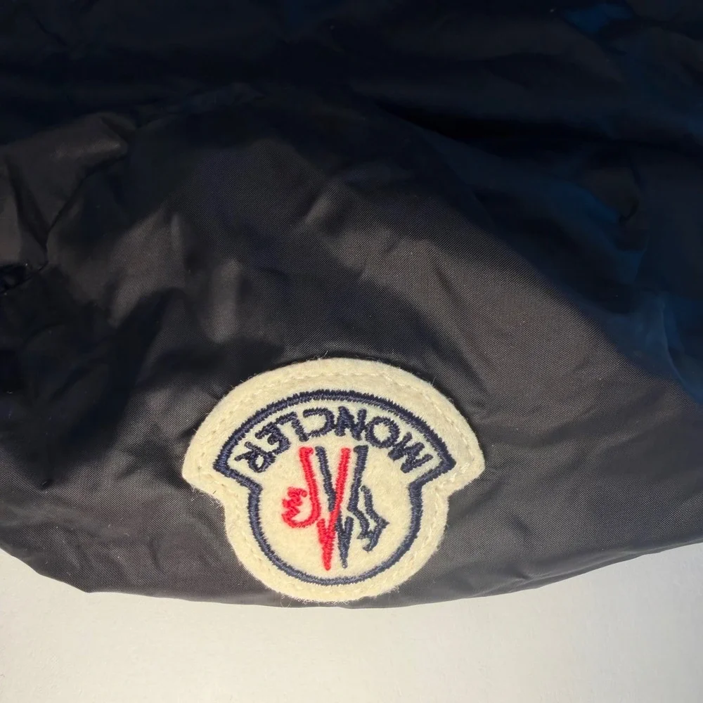 Moncler Black Nylon Drawstring Storage Pouch Bag with Logo Patch Accessory